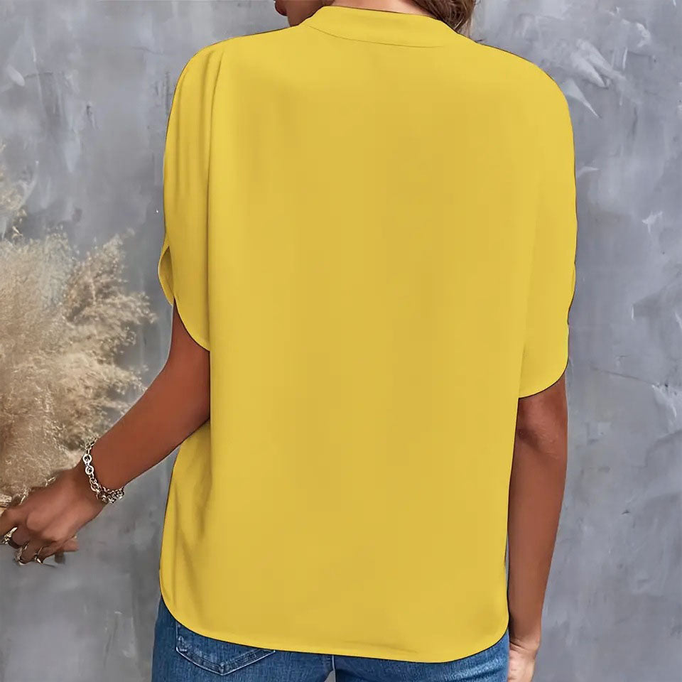 Blusa «Sophia» con cuello en V y corte drapeado