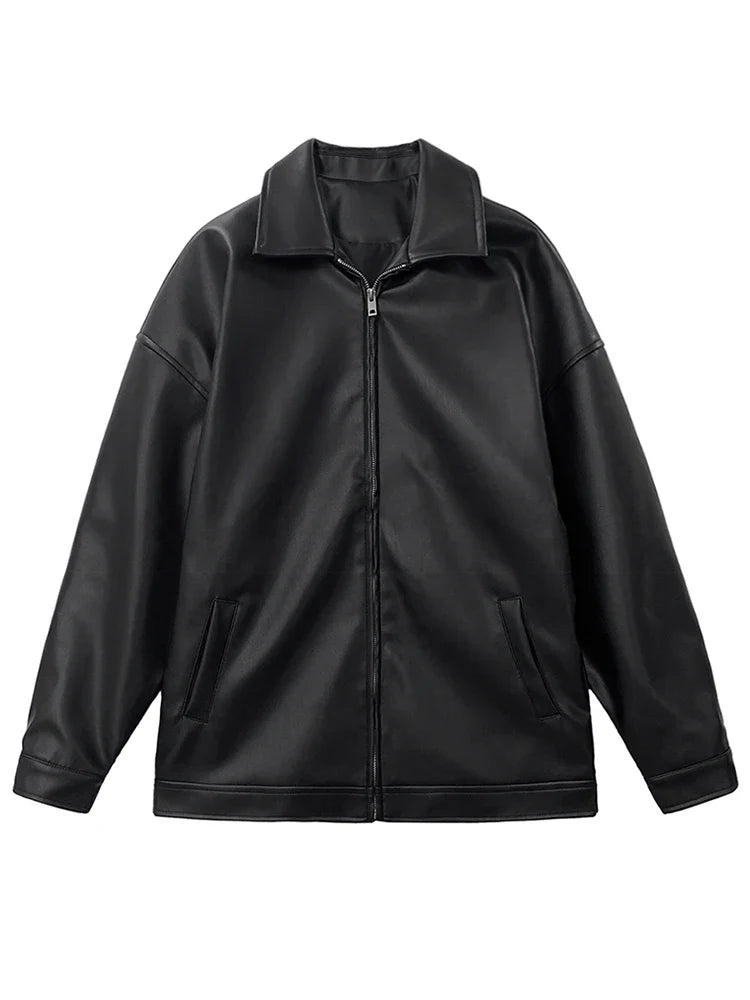 Mauro Chaqueta de cuero PU negra - Moderna, atrevida, imprescindible para el día a día