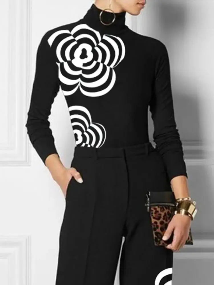 Blusa de manga larga con estampado floral para mujer