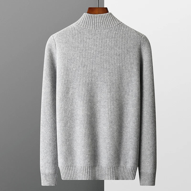 Suéter Shaw de merino con cremallera frontal
