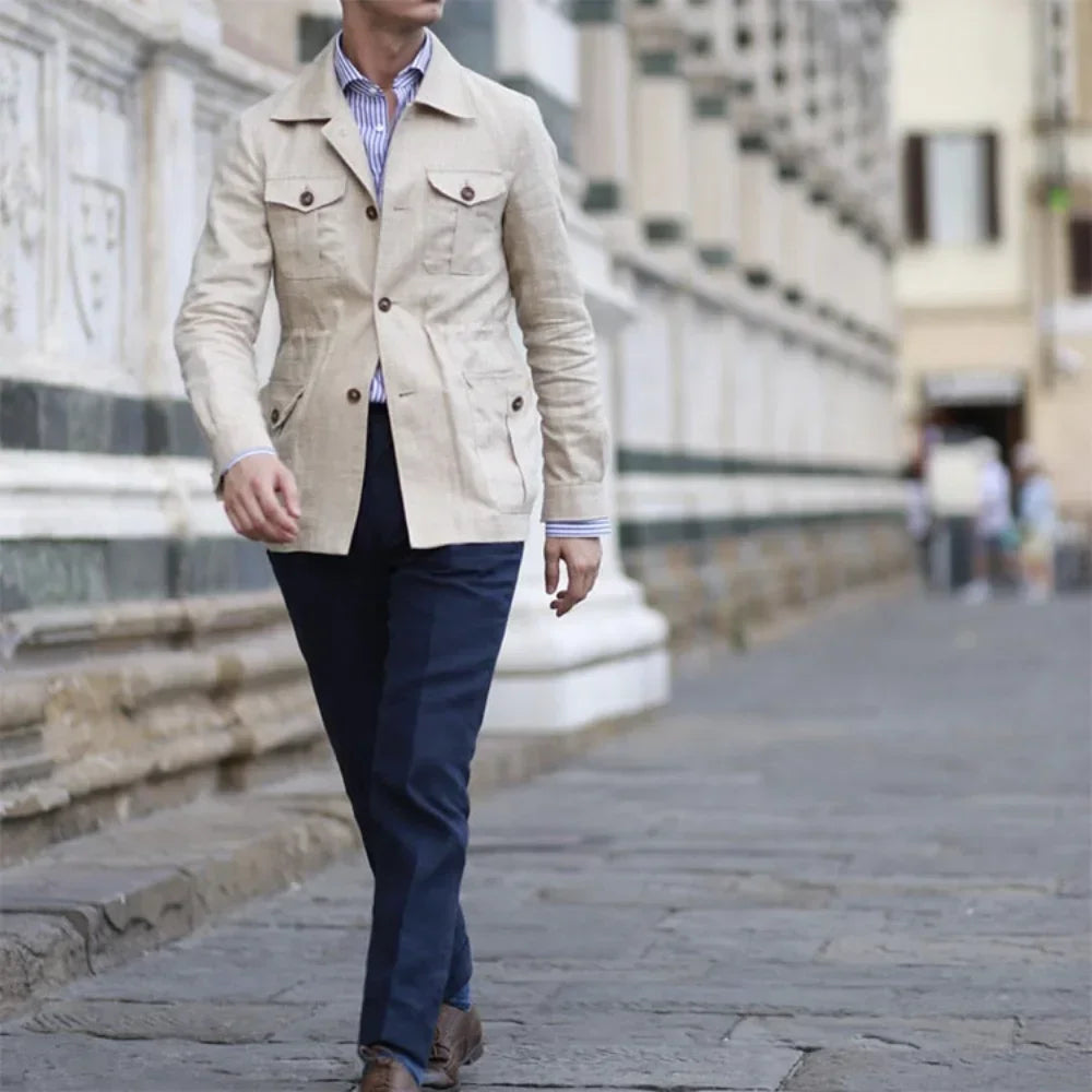 Chaqueta de lino Safari Oliver - Lino ligero y transpirable para la aventura diaria