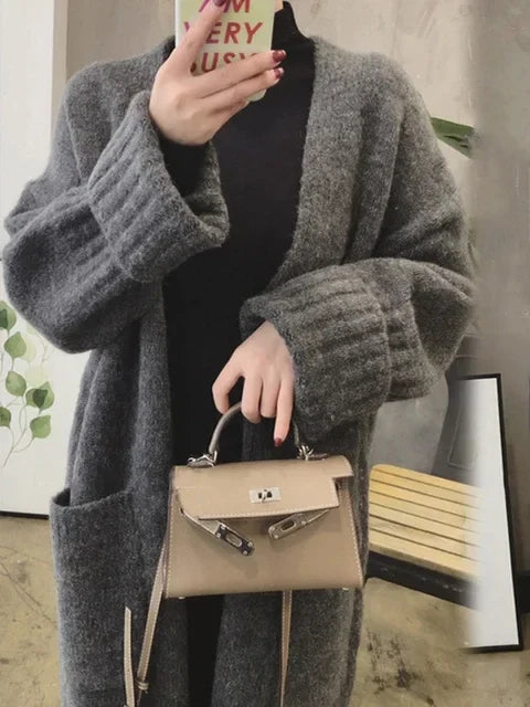 Cardigan largo de punto cómodo para mujer