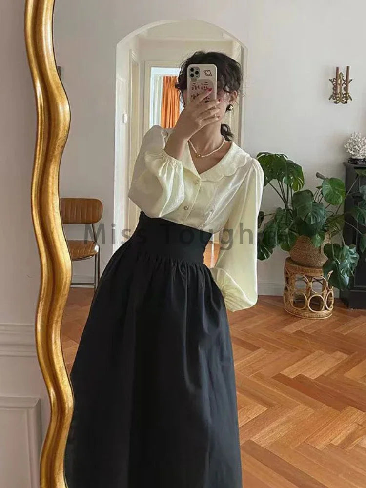 Falda larga vintage para mujer - Elegancia retro atemporal