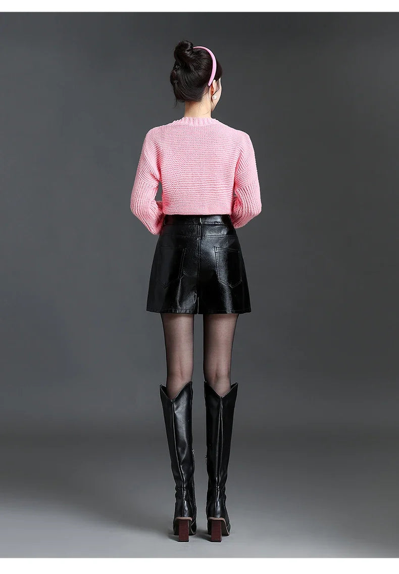 Bermudas de cuero para mujer con estilo