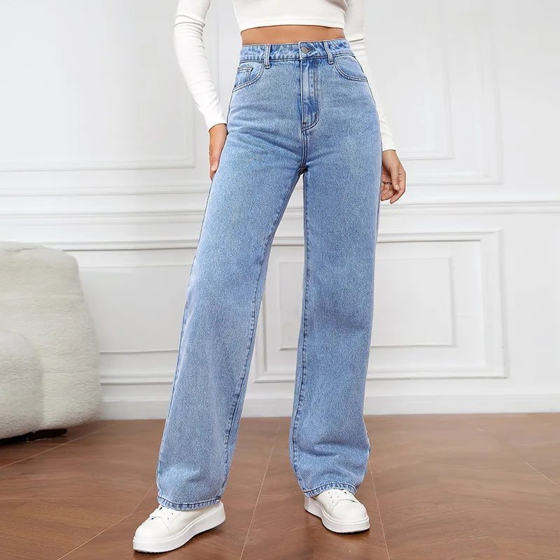 Jeans rectos de tiro alto holgados