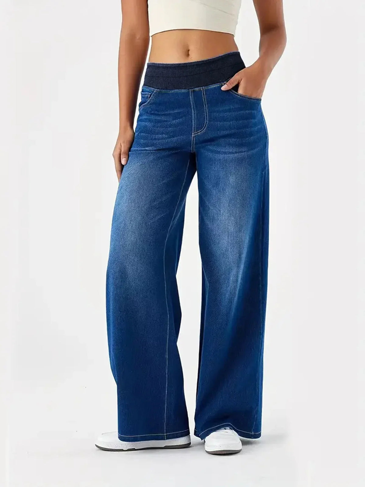 Jeans rectos de cintura elástica Ultra-Stretch para comodidad durante todo el día