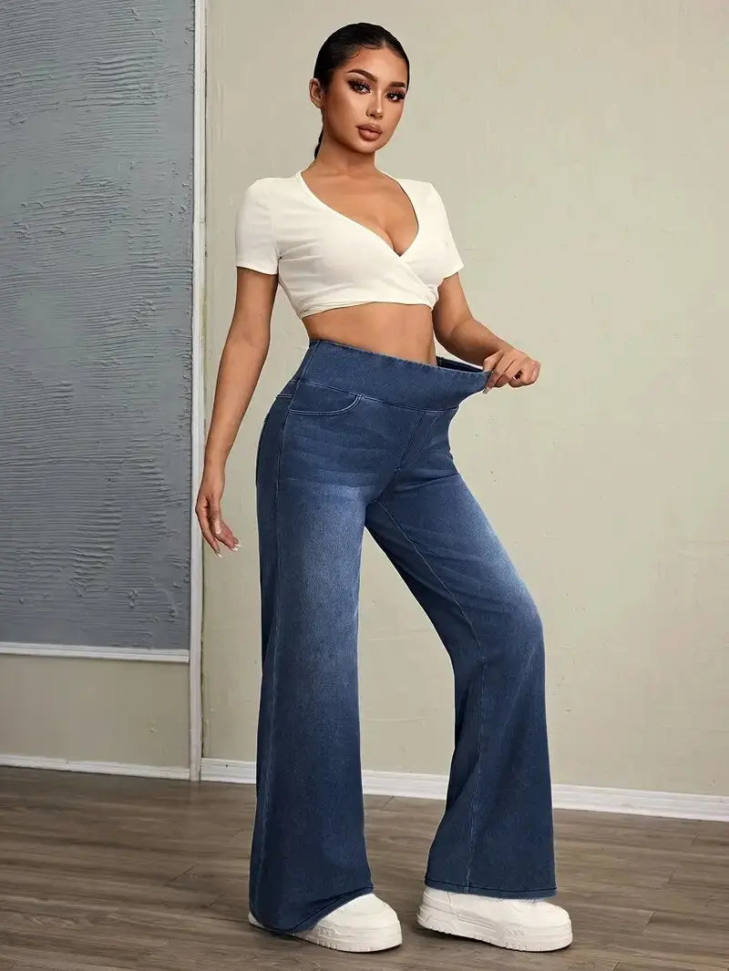 Jeans rectos de cintura elástica Ultra-Stretch para comodidad durante todo el día