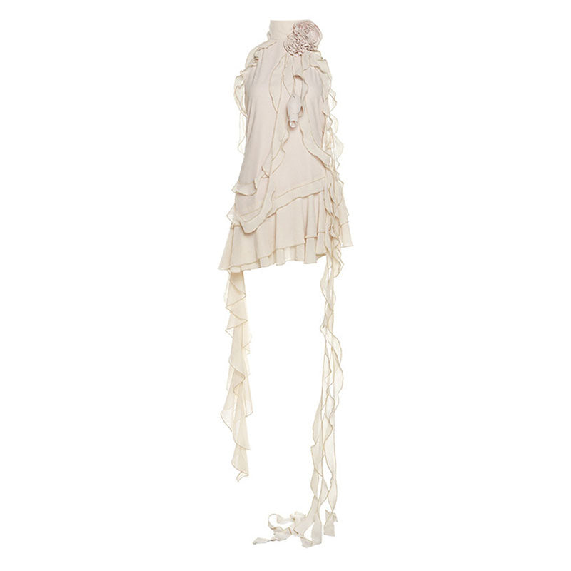 Vestido corto asimétrico en capas, elegante