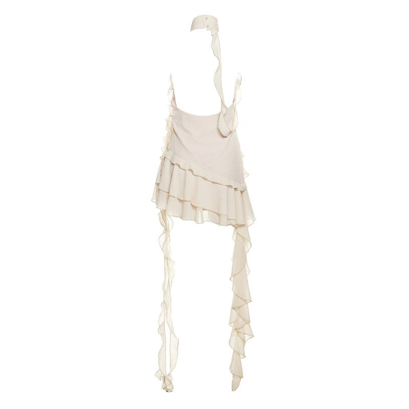 Vestido corto asimétrico en capas, elegante